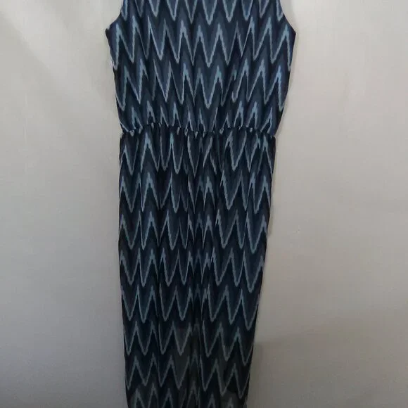 H & M Sleeveless Women's Summer Dress Blue Patterned Design Color Navy Size 14 Y - Picture 2 of 7